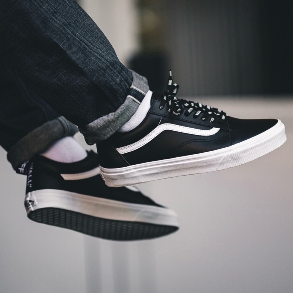 VANS | OLD SKOOL LEATHER SKATE SHOES OTW LETTER WEBBING MENS 7.5 WOMENS 9 - Picture 2 of 9